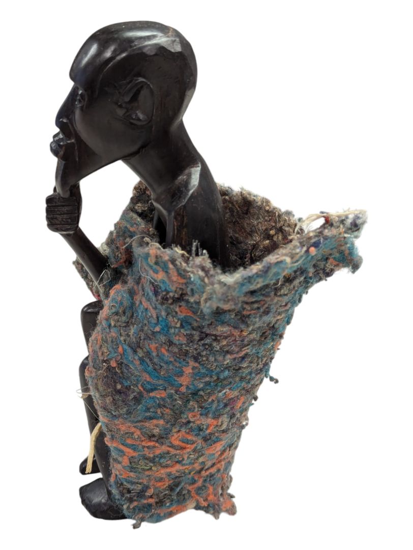 African Art Wood Carving Vintage Sitting Man