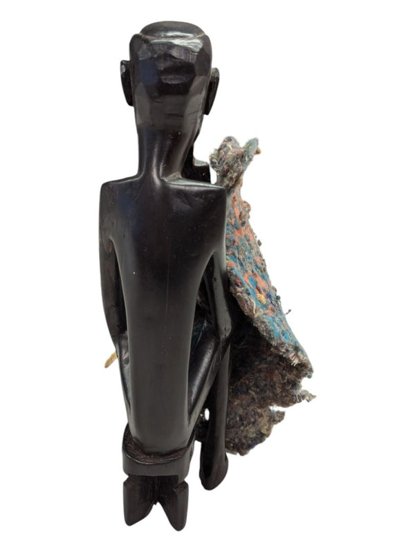 African Art Wood Carving Vintage Sitting Man