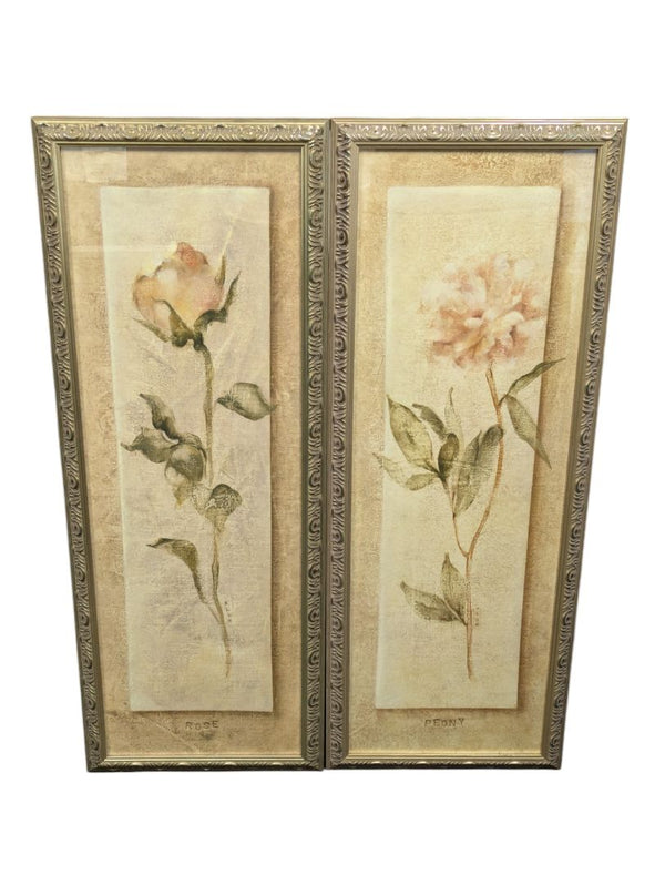 Pair of Flower Portraits Rose & Peony