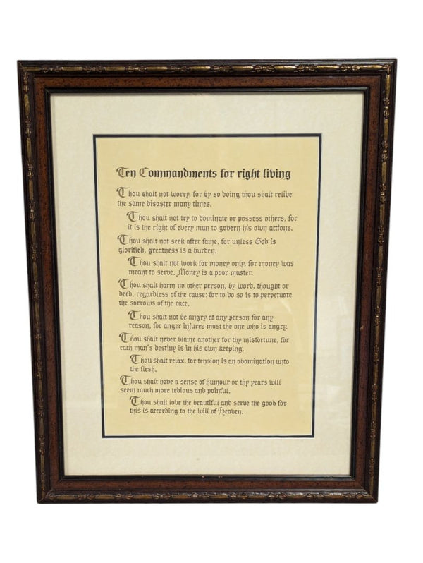 10 Commandments for right living - Framed