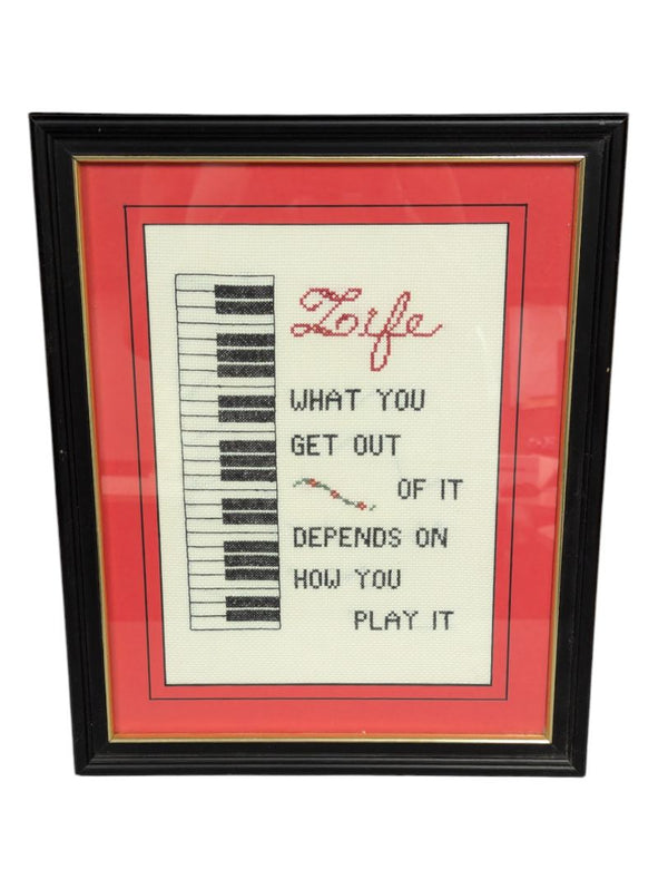 Embroidery Stitched Life quote - Framed