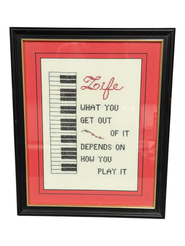 Embroidery Stitched Life quote - Framed