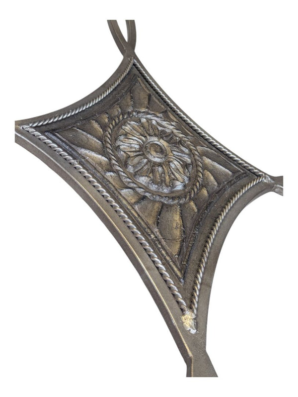 Solid oval glass table with metal base