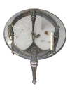 Solid oval glass table with metal base