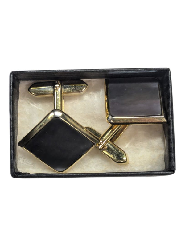 Mens Gold and Black Onyx Cufflinks