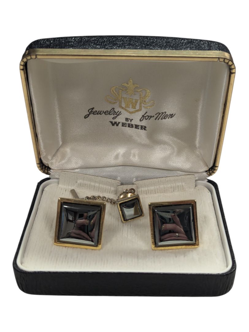 Vintage Black & Gold Cufflink Set