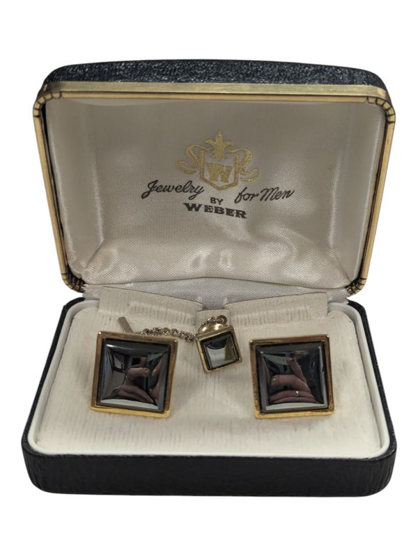 Vintage Black & Gold Cufflink Set