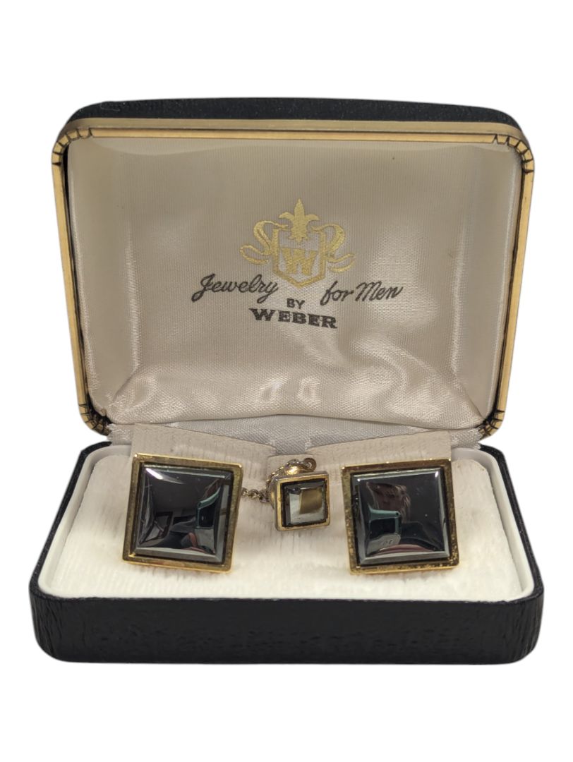 Vintage Black & Gold Cufflink Set