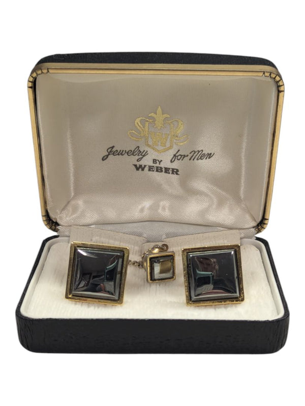 Vintage Black & Gold Cufflink Set