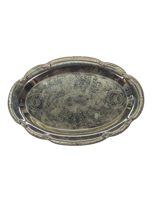 Vintage Silver Plated Floral Design Tray