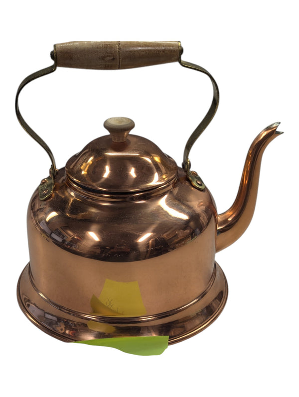 Copper tea kettle with wood handle
