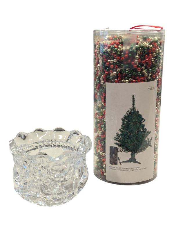 Christmas Garland NIB & Treat Bowl