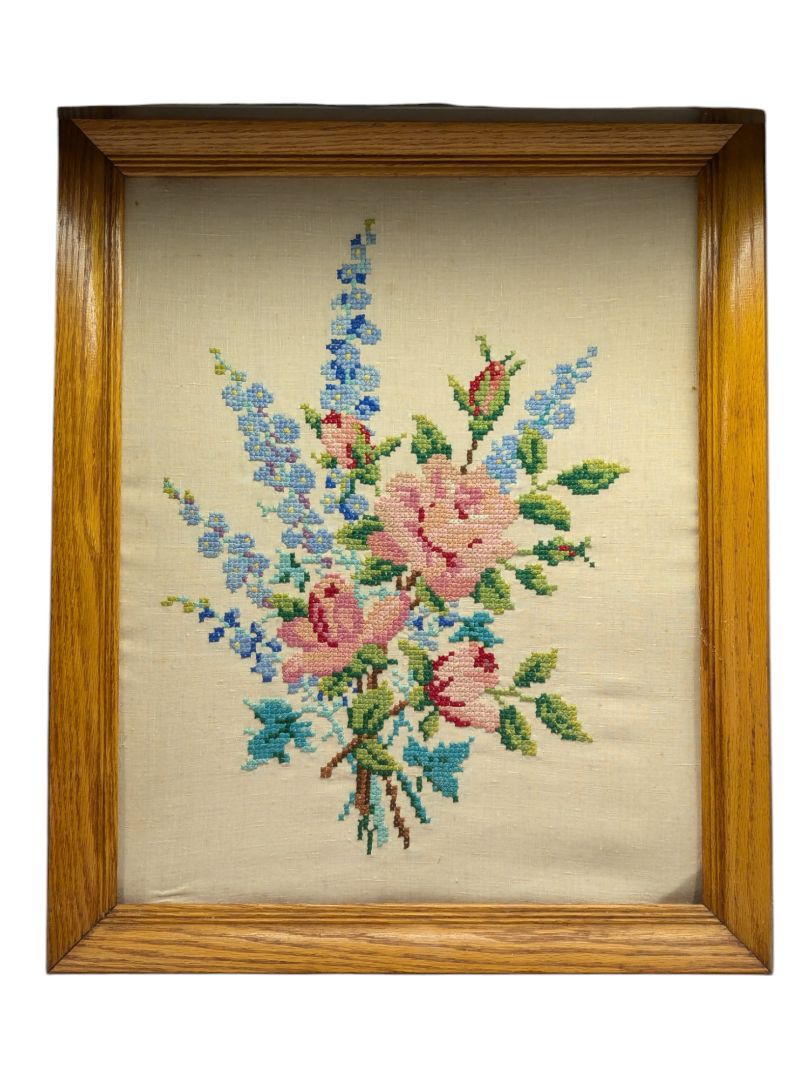 Embroidery Floral Framed Picture
