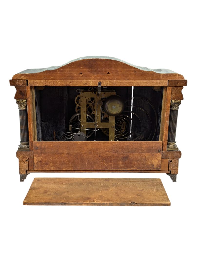 Antique Sessions Mantel Clock with Pillars & Floral Face