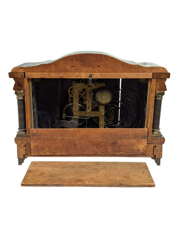 Antique Sessions Mantel Clock with Pillars & Floral Face