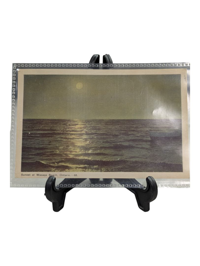 Sunset at Wasaga Beach postcard with stamps