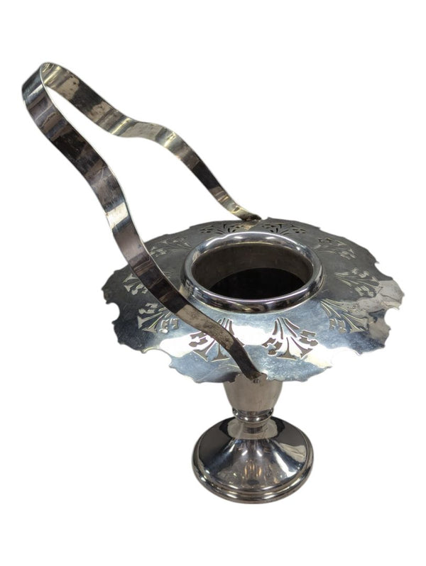 Silver boquet vase holder with handle