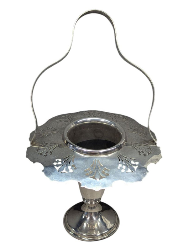 Silver boquet vase holder with handle