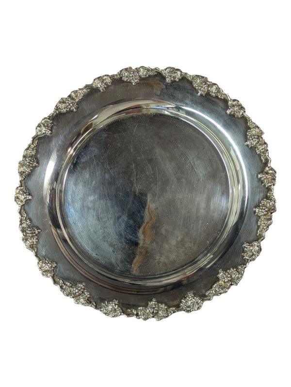 Silver tray with grape motif