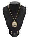 Blue geode with gold detailing jewelry set