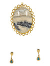 Blue geode with gold detailing jewelry set