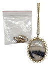 Blue geode with gold detailing jewelry set
