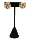 Autumn brooch and pearl cluster earring jewelry set