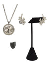 Silver gem toned jewelry set w Vendome Clock necklace