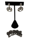 Silver tone floral jewelry set