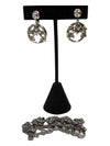 Silver tone floral jewelry set