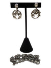 Silver tone floral jewelry set