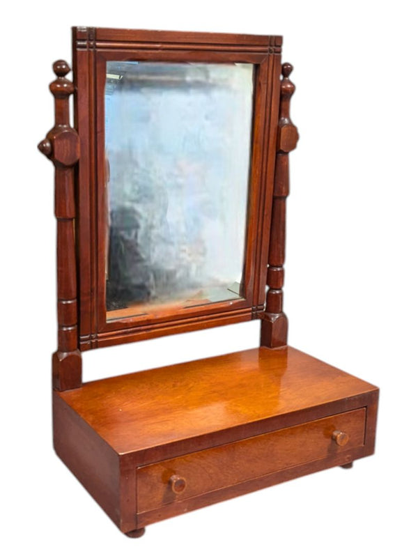 Wood framed stand mirror with drawer