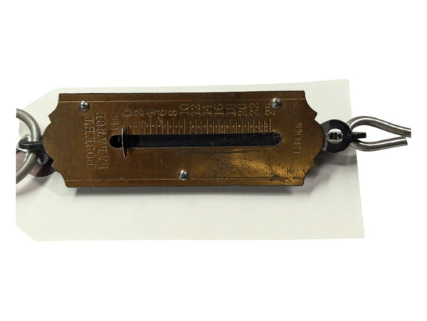 Vintage Brass Pocket Balance Scale 0-25 Lbs