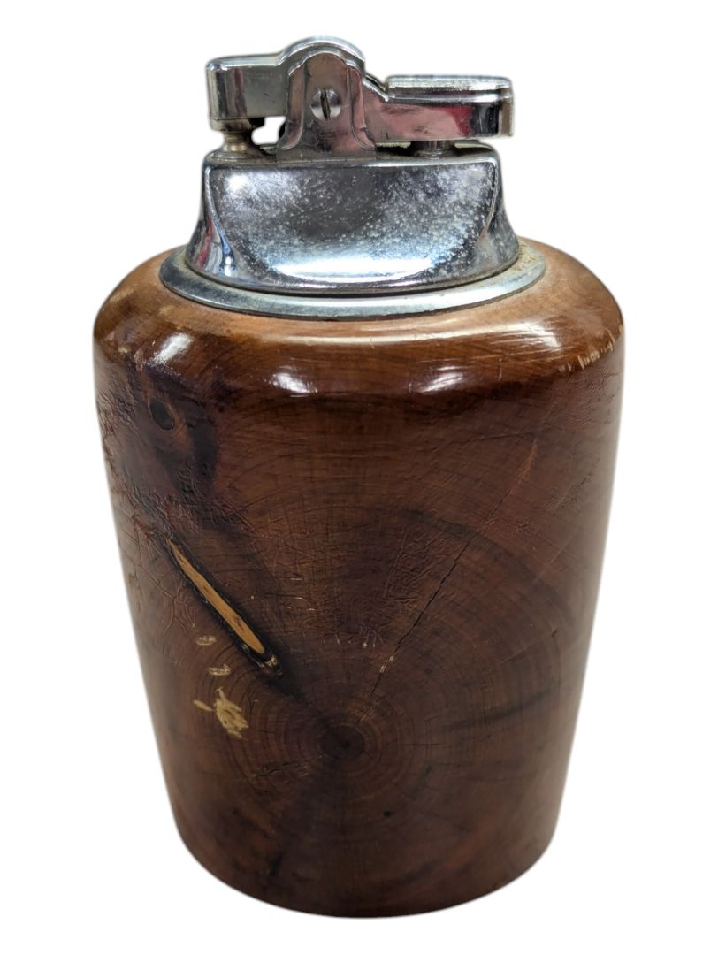 Vintage Ronson Table Lighter Rare Wood 1970s