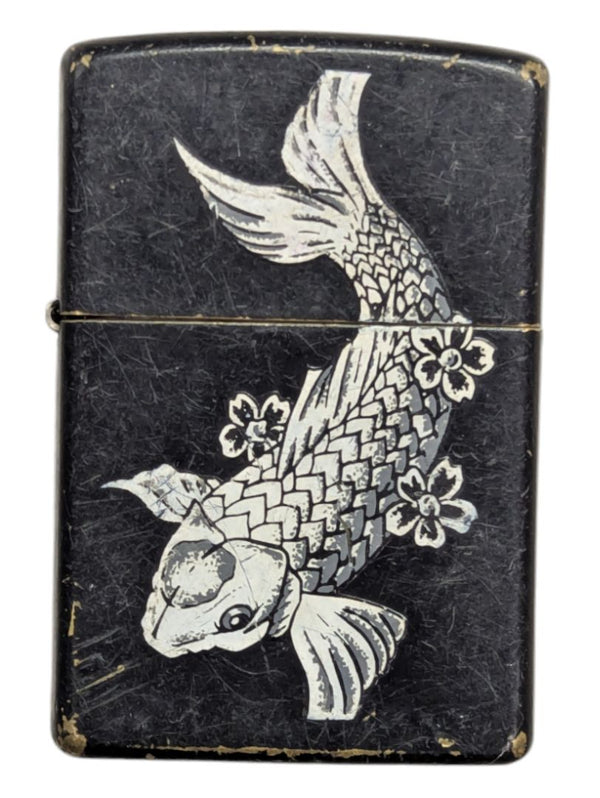Vintage ZIPPO Lighter H-10 "Tammy" Koi Japanese Fish Black Matte