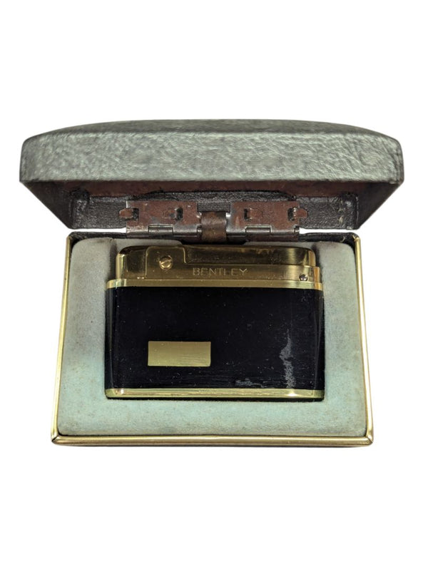Vintage BENTLEY Lighter w Org. Box Gold tone/black Made in Austria