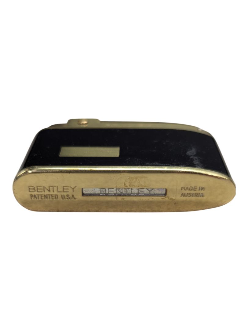 Vintage BENTLEY Lighter w Org. Box Gold tone/black Made in Austria