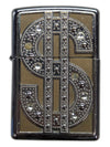 Vintage ZIPPO "$" Lighter DOLLAR SIGN $ SWAROVSKI CRYSTAL F-05