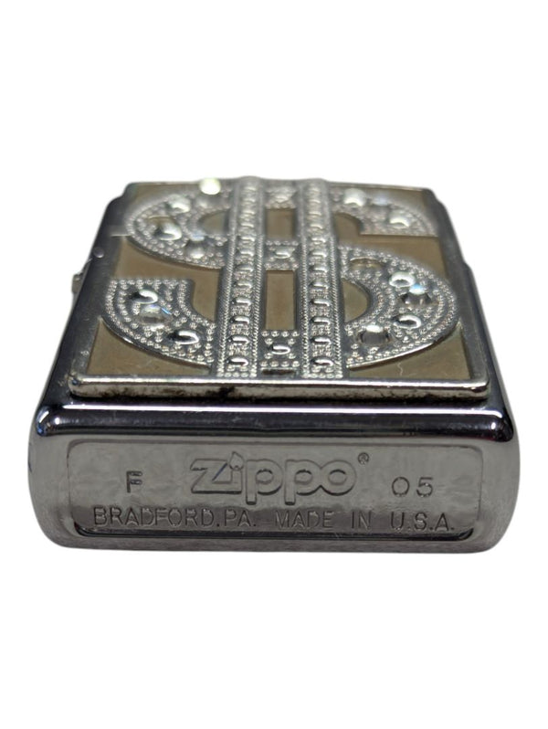 Vintage ZIPPO "$" Lighter DOLLAR SIGN $ SWAROVSKI CRYSTAL F-05