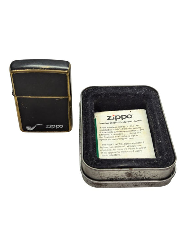 Vintage ZIPPO "Pipe" Lighter Black Niagara Falls, A-XII, W/Box