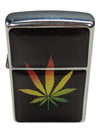 Vintage Silver Toned Lighter Rasta Cannabis