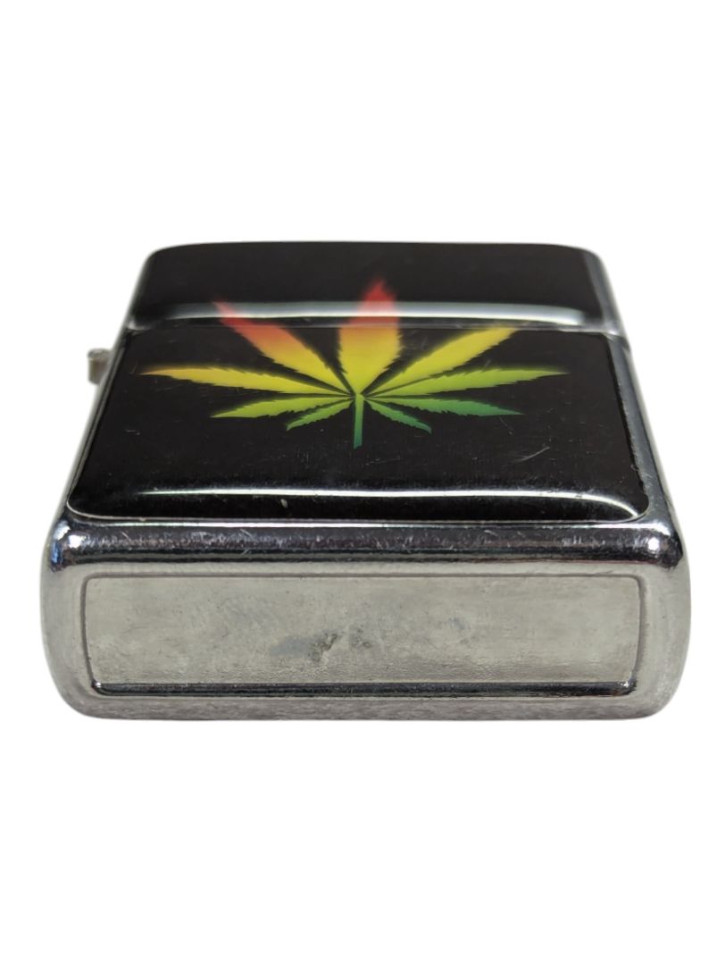 Vintage Silver Toned Lighter Rasta Cannabis