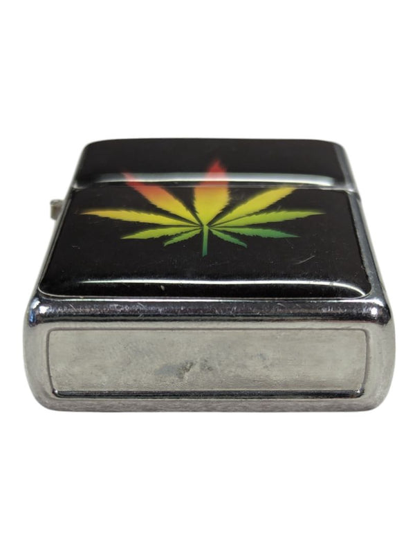 Vintage Silver Toned Lighter Rasta Cannabis
