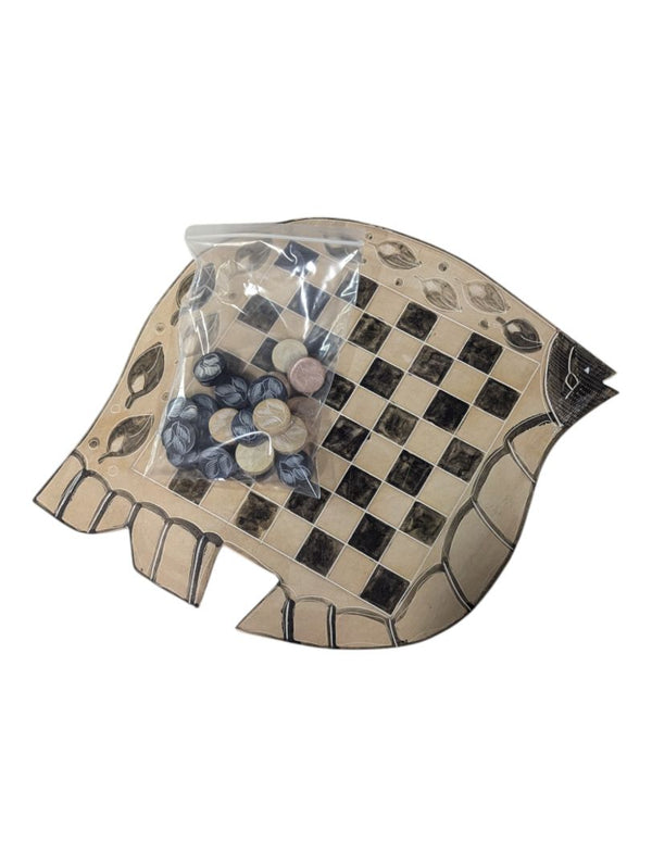 Fish Shaped Checkers Board, Pieces Included