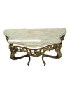 Ornate Marble Top Gold Coloured Wall Mount Console Table