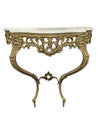 Ornate Marble Top Gold Coloured Wall Mount Console Table
