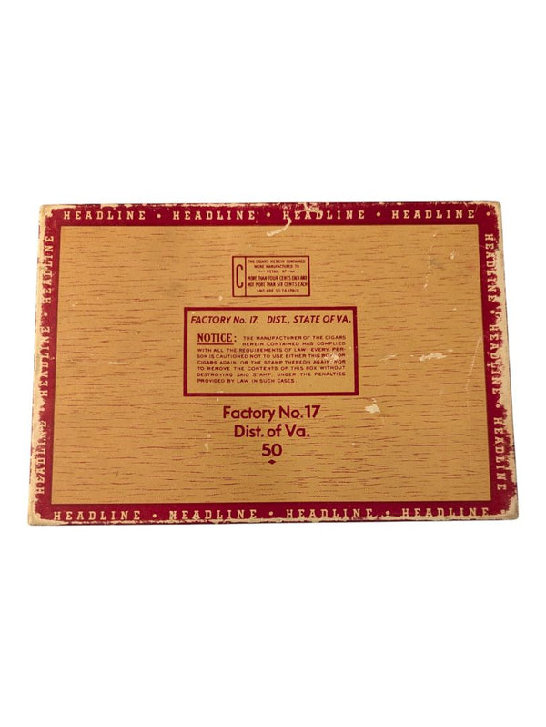 Vintage 6¢ Headline Cigar Box