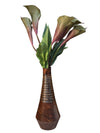 Wooden Vase with Lilies