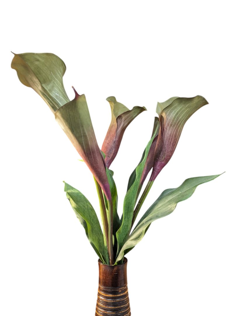 Wooden Vase with Lilies