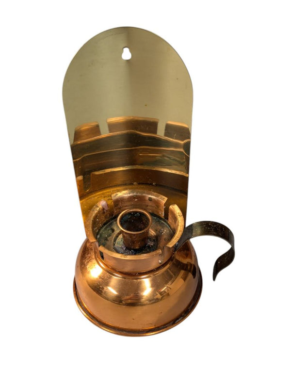 Copper Candle Holder with Reflector Sconce